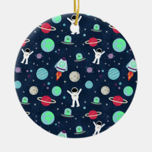 Ornamento De Cerâmica Astronautas Planetas Foguetes e Alienígenas