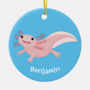 Ornamento De Cerâmica Ataque branco e feliz rosa