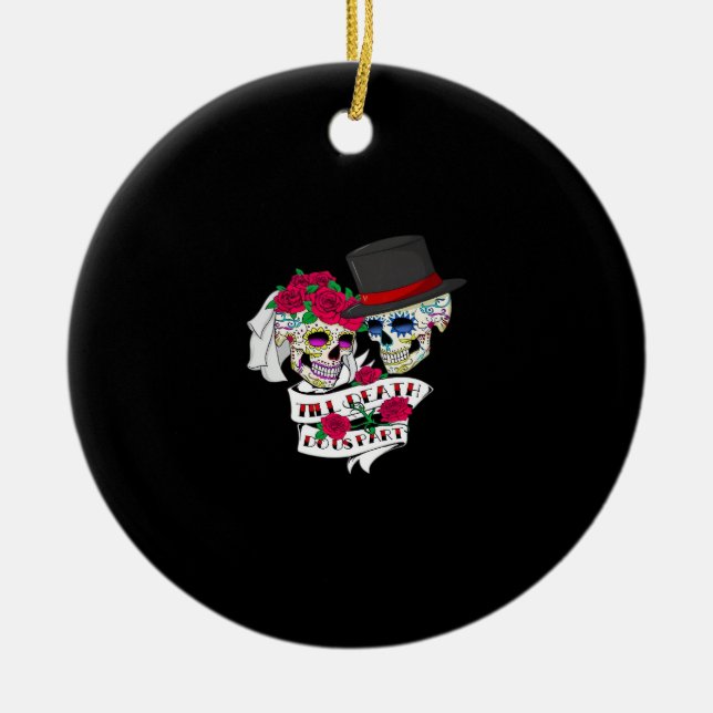 Ornamento De Cerâmica Até que a morte nos faça parte do crânio (Frente)