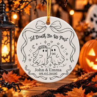 Ornamento De Cerâmica Até que a Morte nos Separe Halloween