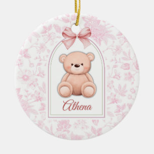Ornamento De Cerâmica Athena   Design de Enfermeiro de Urso Rosa Persona