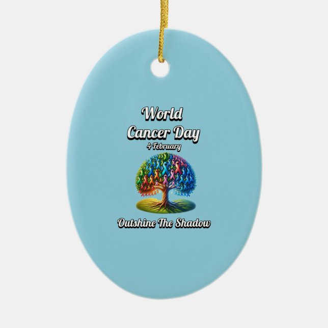 Ornamento De Cerâmica Atira a Sombra. Dia Mundial do Cancer (Frente)
