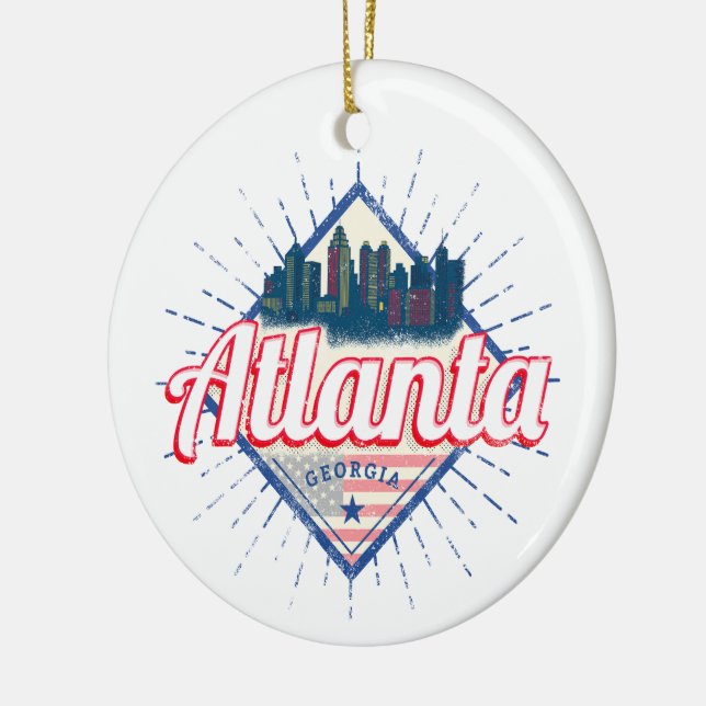 Ornamento De Cerâmica Atlanta Georgia Estados Unidos Retro Skyline (Esquerda)
