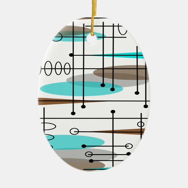 Ornamento De Cerâmica Atomic Era Mid-Century Modern Abstract (Frente)