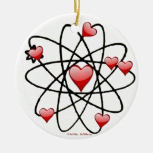 Ornamento De Cerâmica Atomic Valentine Corações Vermelhos