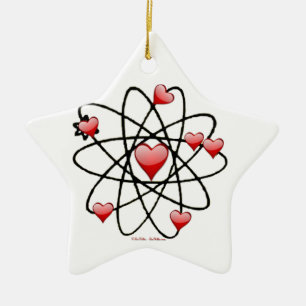 Ornamento De Cerâmica Atomic Valentine Corações Vermelhos
