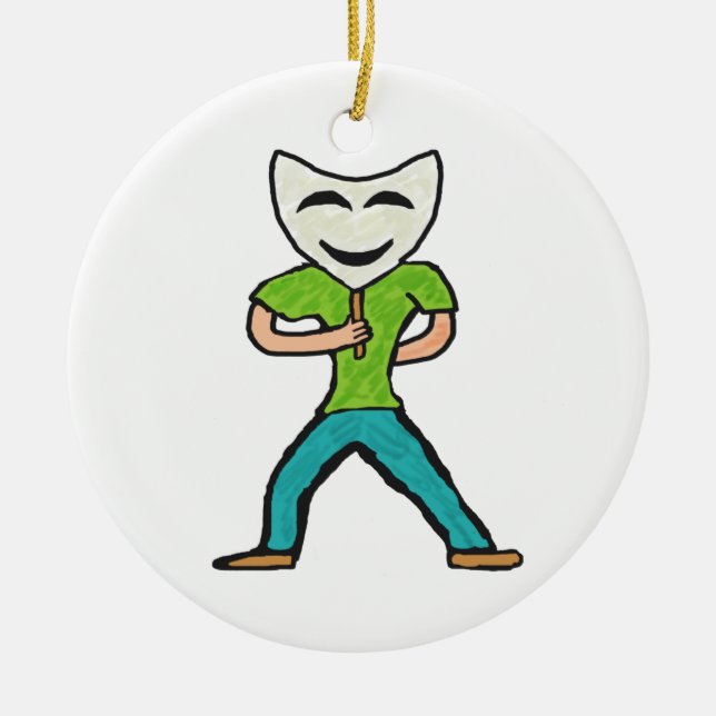 Ornamento De Cerâmica Ator Agindo Com Máscara (Frente)