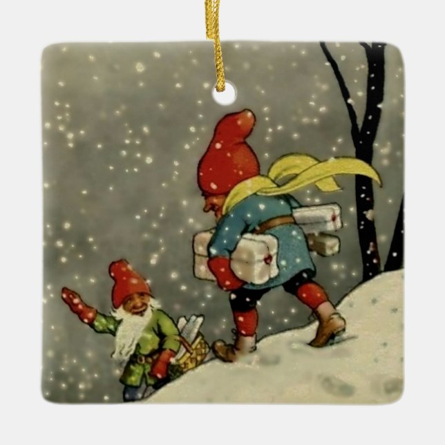 Ornamento De Cerâmica "Através da tempestade de neve" por Jenny Nystrom (Frente)