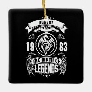 Ornamento De Cerâmica August Gift 1983 Nascimento Das Legendas