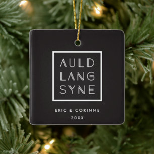 Ornamento De Cerâmica Auld Lang Syne Holiday Ornament - Branco