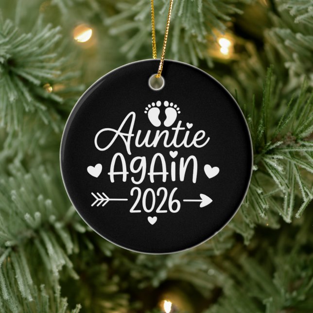 Ornamento De Cerâmica Auntie Again 2026 Pregnancy Announcement (Árvore)