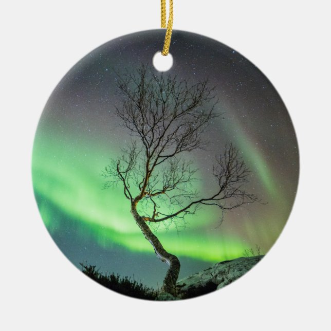 Ornamento De Cerâmica Aurora Borealis Noruega (Frente)