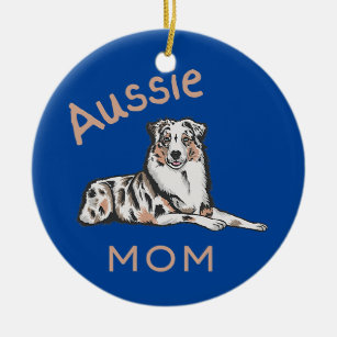Ornamento De Cerâmica Aussie Mãe Australiana Shepherd Aussie Dog