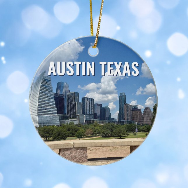 Ornamento De Cerâmica Austin Texas Skyline Souvenir Natal (Criador carregado)