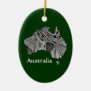 Ornamento De Cerâmica Australia Map Art Doodle