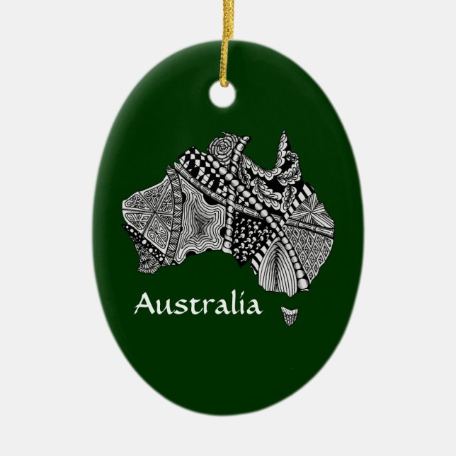 Ornamento De Cerâmica Australia Map Art Doodle (Frente)
