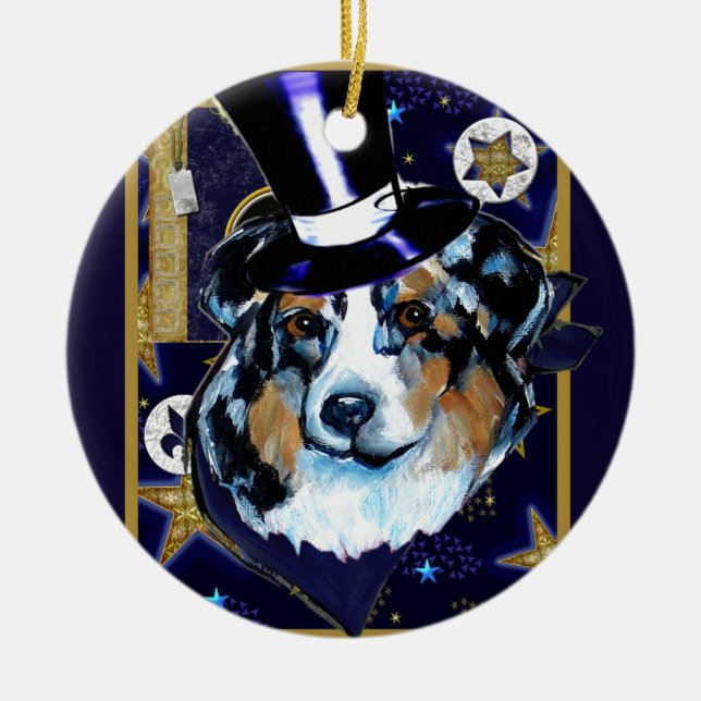 ORNAMENTO DE CERÂMICA AUSTRALIAN SHEPHERD (Frente)