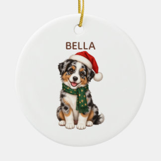 Ornamento De Cerâmica Australian Shepherd Personalized Xmas Ornament