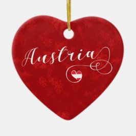 Ornamento De Cerâmica Austria Heart, Ornament de Árvore de Natal, Austrí