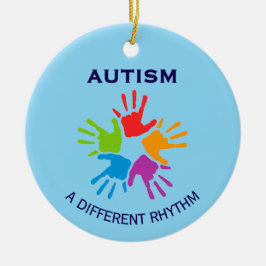 Ornamento De Cerâmica Autism A Different Rhythm Handprint Christmas
