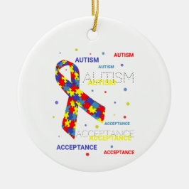 Ornamento De Cerâmica Autismo Aceitação pontos de fita cerâmica