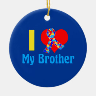 Ornamento De Cerâmica Autismo Irmã Adoro Minha Consciência Azul Irmão