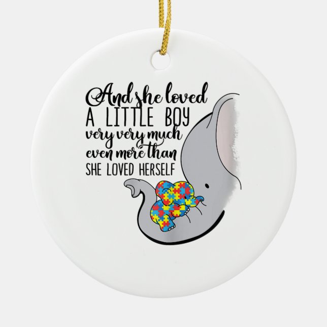 Ornamento De Cerâmica Autista| E Ela Amava Muito Um Menino (Frente)