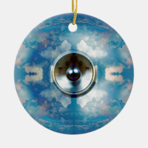 Ornamento De Cerâmica Auto-falante da música e céu azul nebuloso