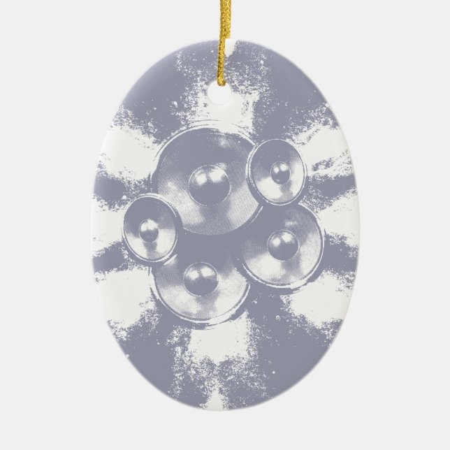 Ornamento De Cerâmica Auto-falantes de música azuis-claros (Frente)