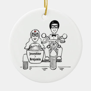 Ornamento De Cerâmica Autobicicleta personalizada e cerâmica de casamen