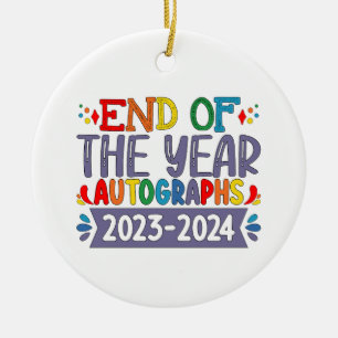 Ornamento De Cerâmica Autógrafos de Fim de Ano 2024 Último Dia de Aula