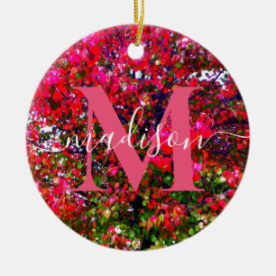 Ornamento De Cerâmica Autumn Changing Leaves, árvores impressionistas ro