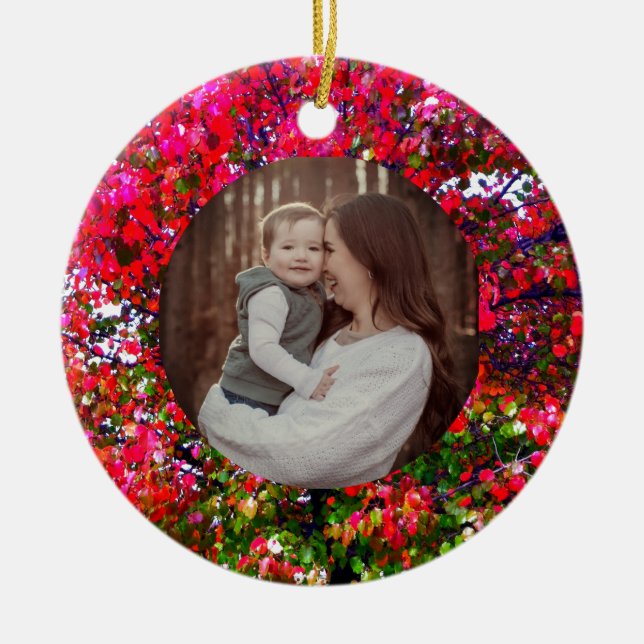 Ornamento De Cerâmica Autumn Changing Leaves, árvores impressionistas ro (Frente)