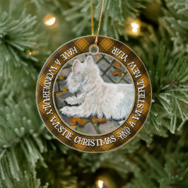 Ornamento De Cerâmica Autumn Leaves Westie no Pacio