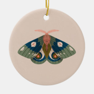 Ornamento De Cerâmica Autumn Nights Green Blue Moth