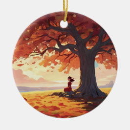 Ornamento De Cerâmica Autumn Tree Prayer Girl