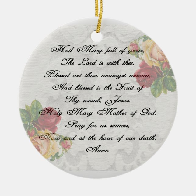 Ornamento De Cerâmica Ave Mary Prayer (Frente)