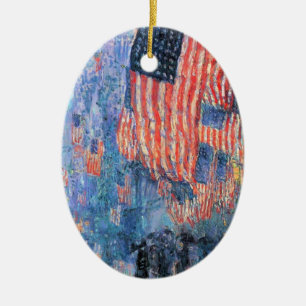 Ornamento De Cerâmica Avenida na Chuva por Frederick Childe Hassam