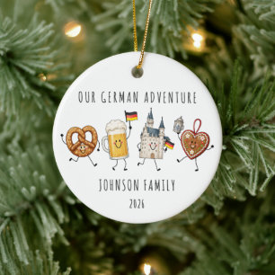 Ornamento De Cerâmica Aventura Alemã Personalizada Família