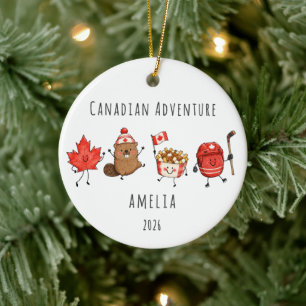 Ornamento De Cerâmica Aventura Canadense Viagem Personalizada