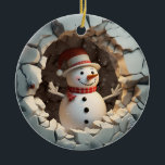 Ornamento De Cerâmica Aventura Snowman de inverno dos Melhores Amigos<br><div class="desc">Snowman Shenanigans,  Amigos Para Sempre!</div>