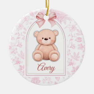 Ornamento De Cerâmica Avery Design de Enfermeiro de Urso Rosa Personal