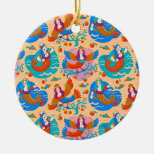 Ornamento De Cerâmica Aves de capoeira e sereias
