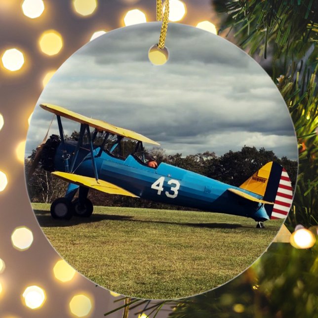 Ornamento De Cerâmica Avião de Aviação Foto Natal Personalizado Cer (Criador carregado)