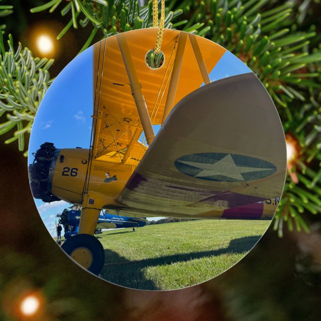 Ornamento De Cerâmica Avião de Aviação Foto Natal Personalizado Cer (Criador carregado)