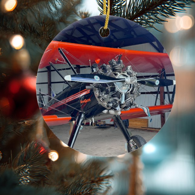 Ornamento De Cerâmica Avião de Aviação Foto Natal Personalizado Cer (Criador carregado)