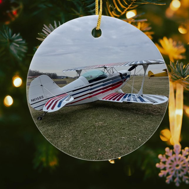 Ornamento De Cerâmica Avião de Aviação Foto Natal Personalizado Cer (Criador carregado)