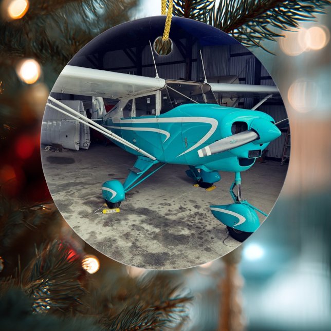 Ornamento De Cerâmica Avião de Aviação Foto Natal Personalizado Cer (Criador carregado)