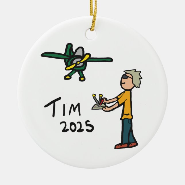 Ornamento De Cerâmica Avião RC - Tim (Frente)