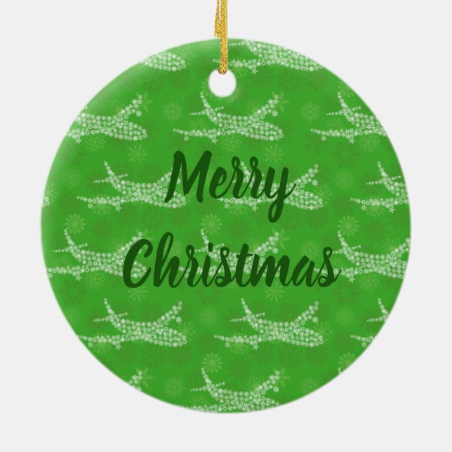 Ornamento De Cerâmica Avião Snowflake (Traseira)